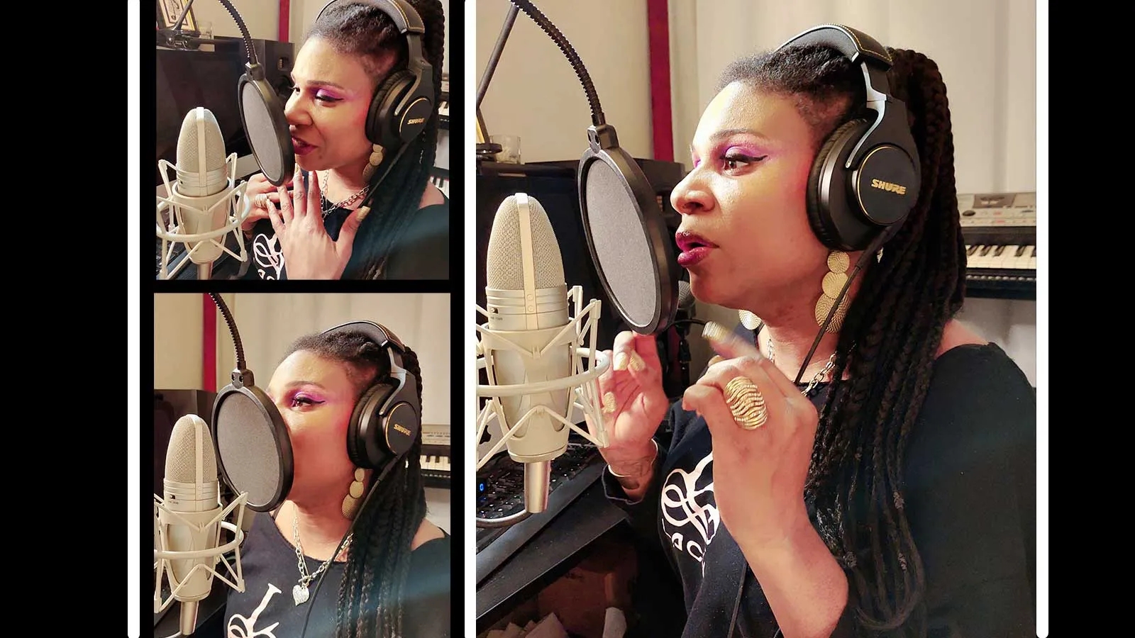 Lachi and the Shure KSM44A - Singing into the microphone in her home studio